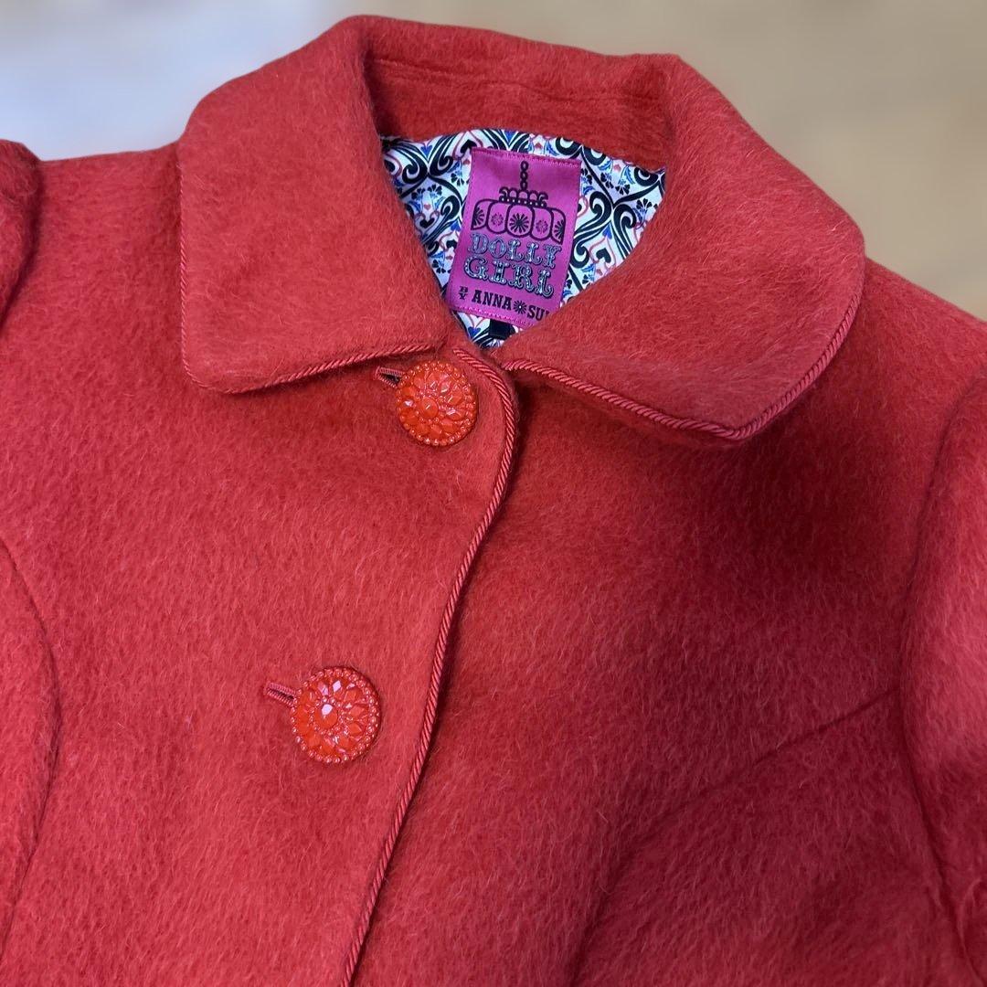 DOLLY GIRL BY ANNA SUI アナスイ　フリルレッドロングコート