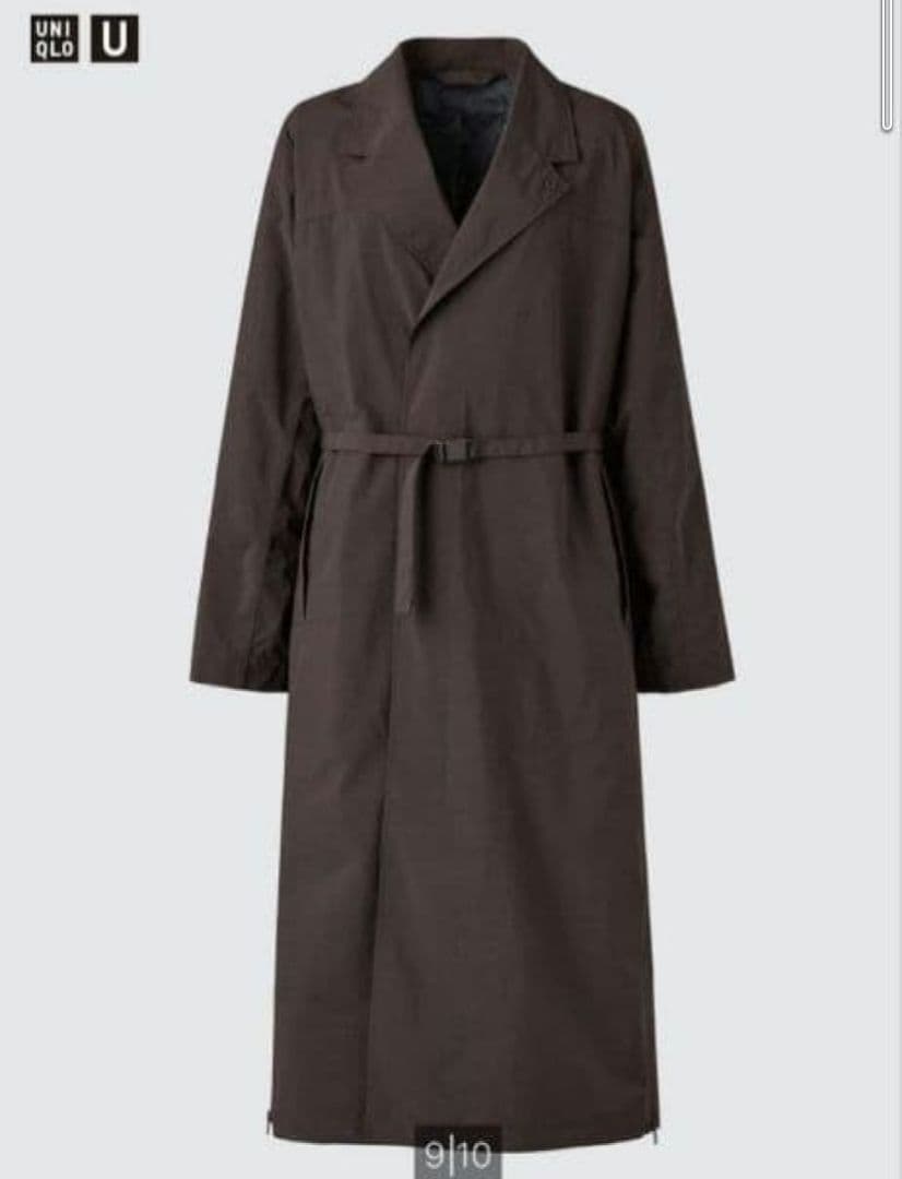 UNIQLOユニクロUステンカラーロングコートダークブラウンМタグ付き新品