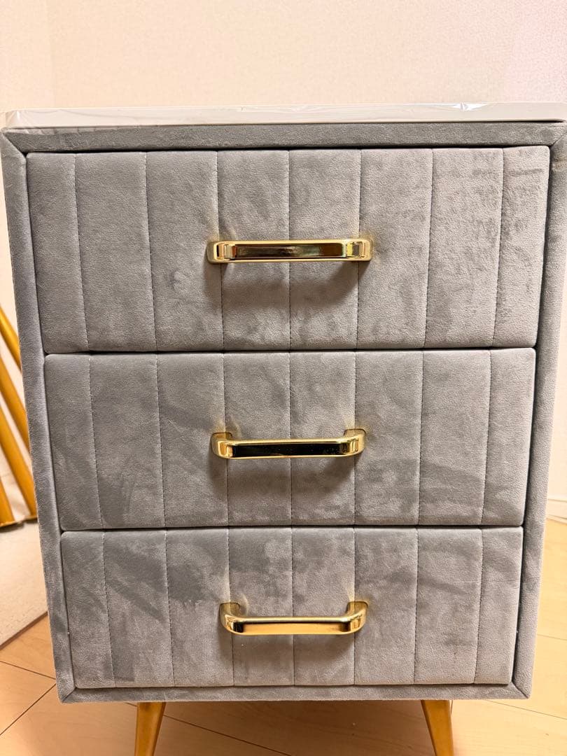 北欧風 LEDミラー付きドレッサー グレー 80cm