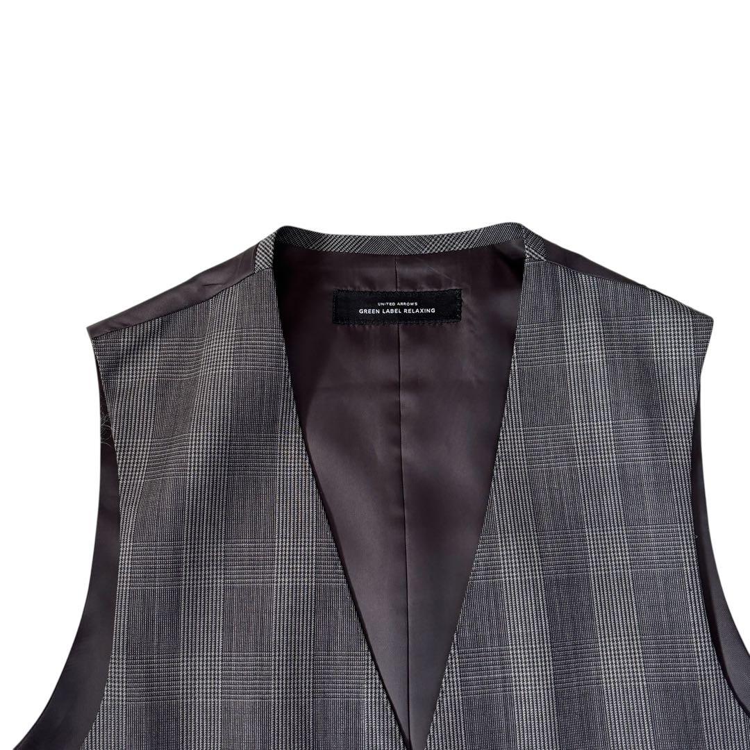 グリーンレーベルリラクシング スリーピース スーツ セットアップ　グレンチェック