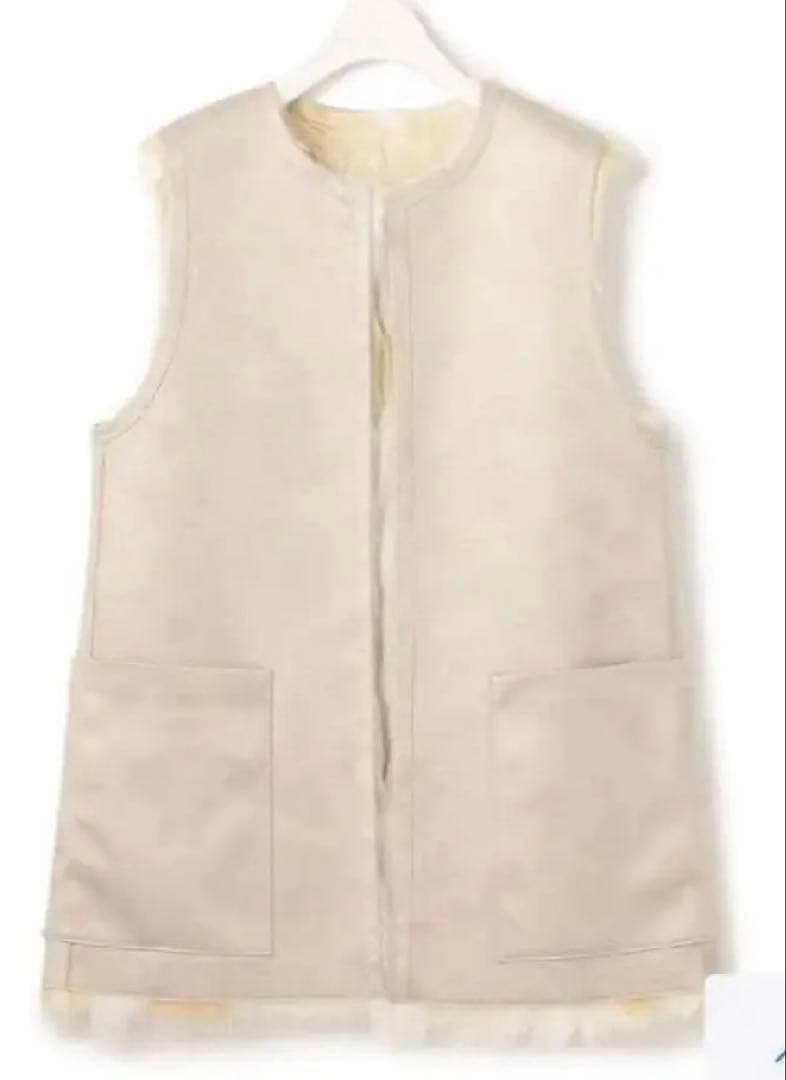 ジレ　ファー　スエード　リバーシブル　エコフォックス　ICB