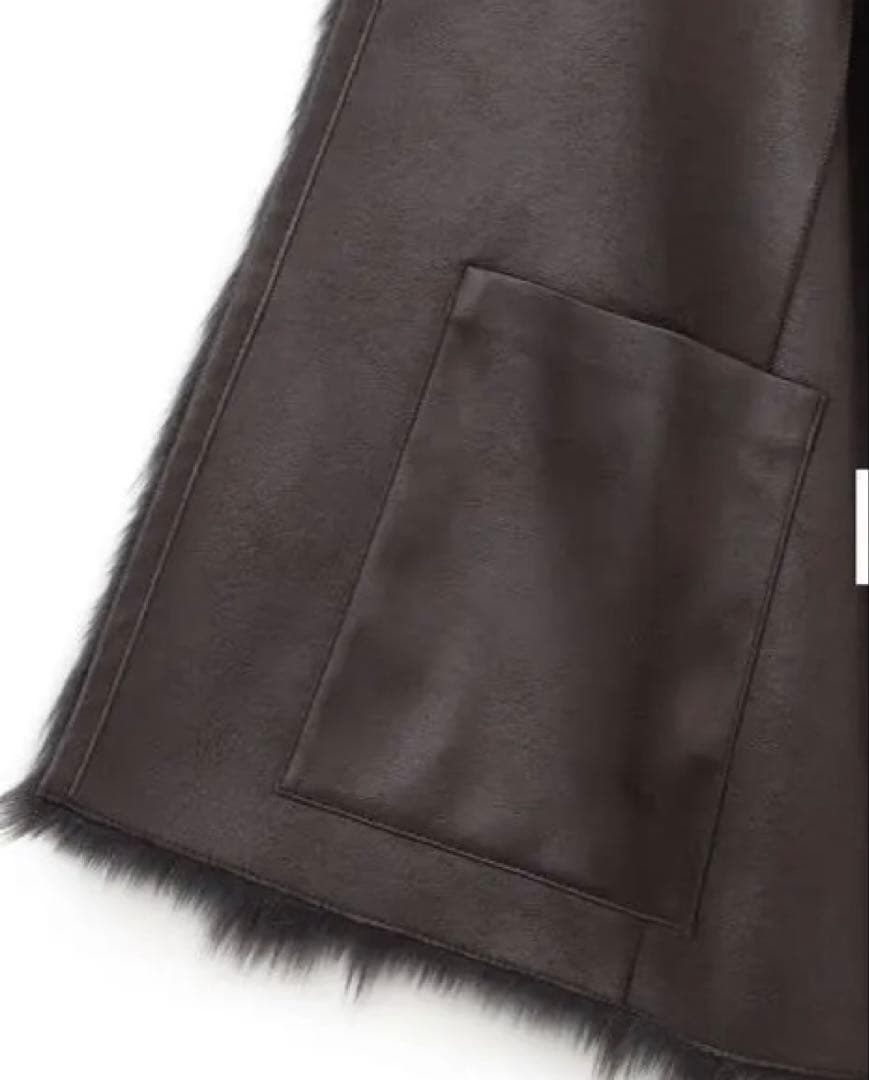 ジレ　ファー　スエード　リバーシブル　エコフォックス　ICB