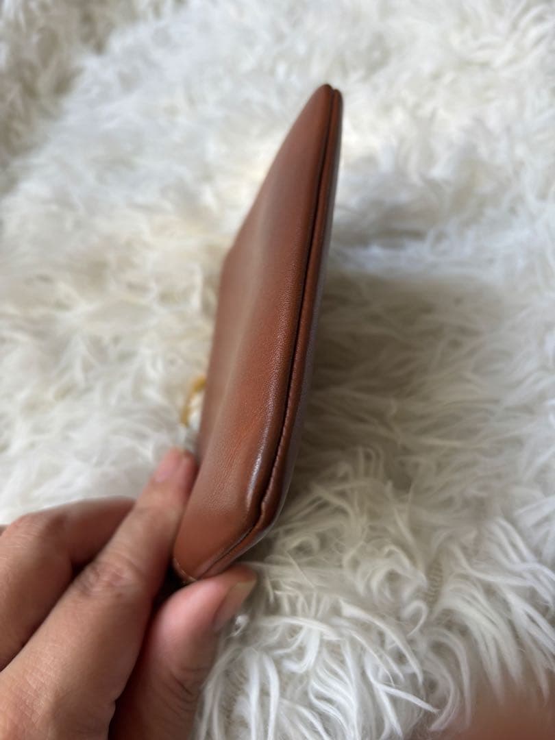 最終値下げ！セリーヌ　CELINE ブラウンレザー ケース ロゴ刺繍