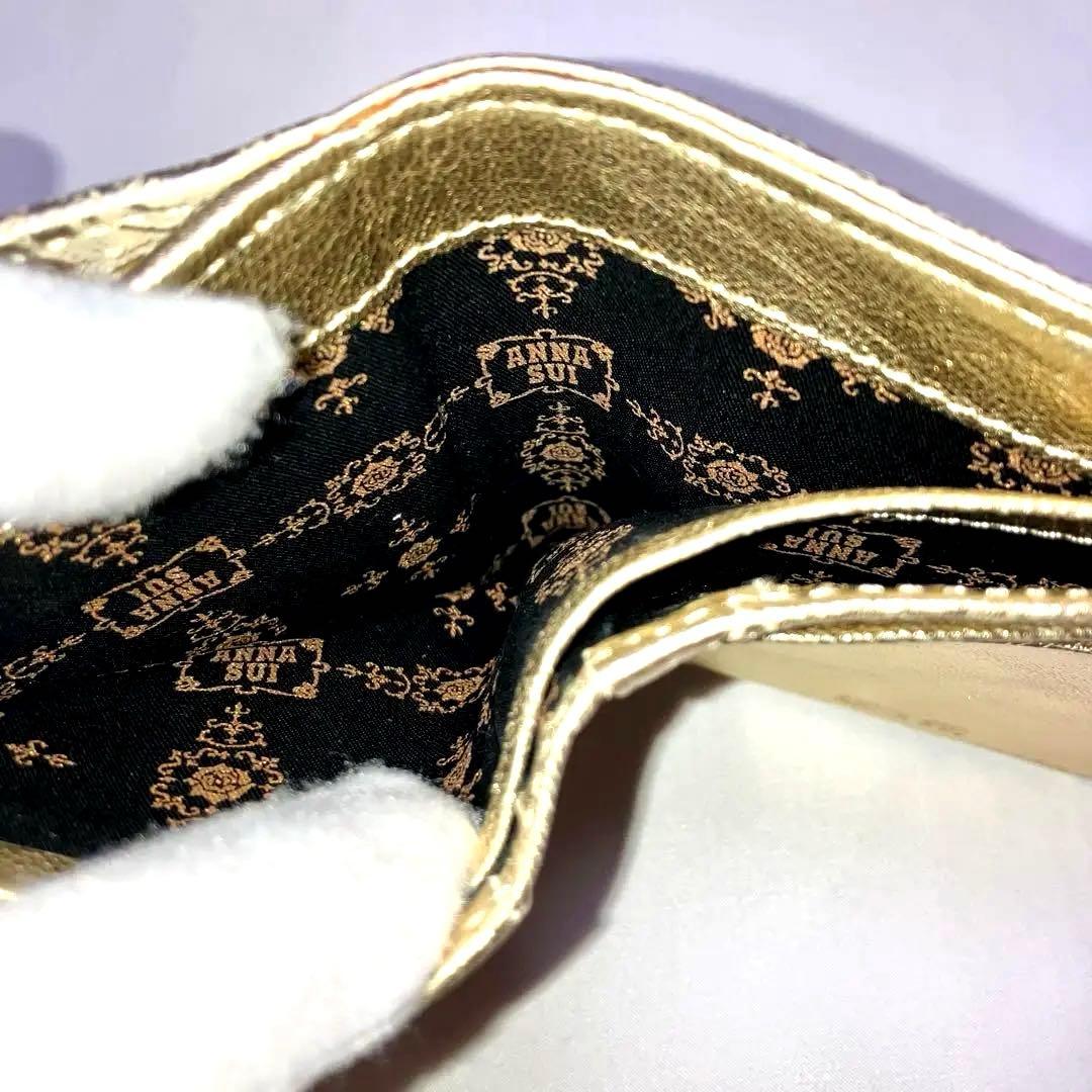 ANNA SUI 新品 未使用 アナスイ 三つ折り財布 ゴールド Ｌ字ファスナー