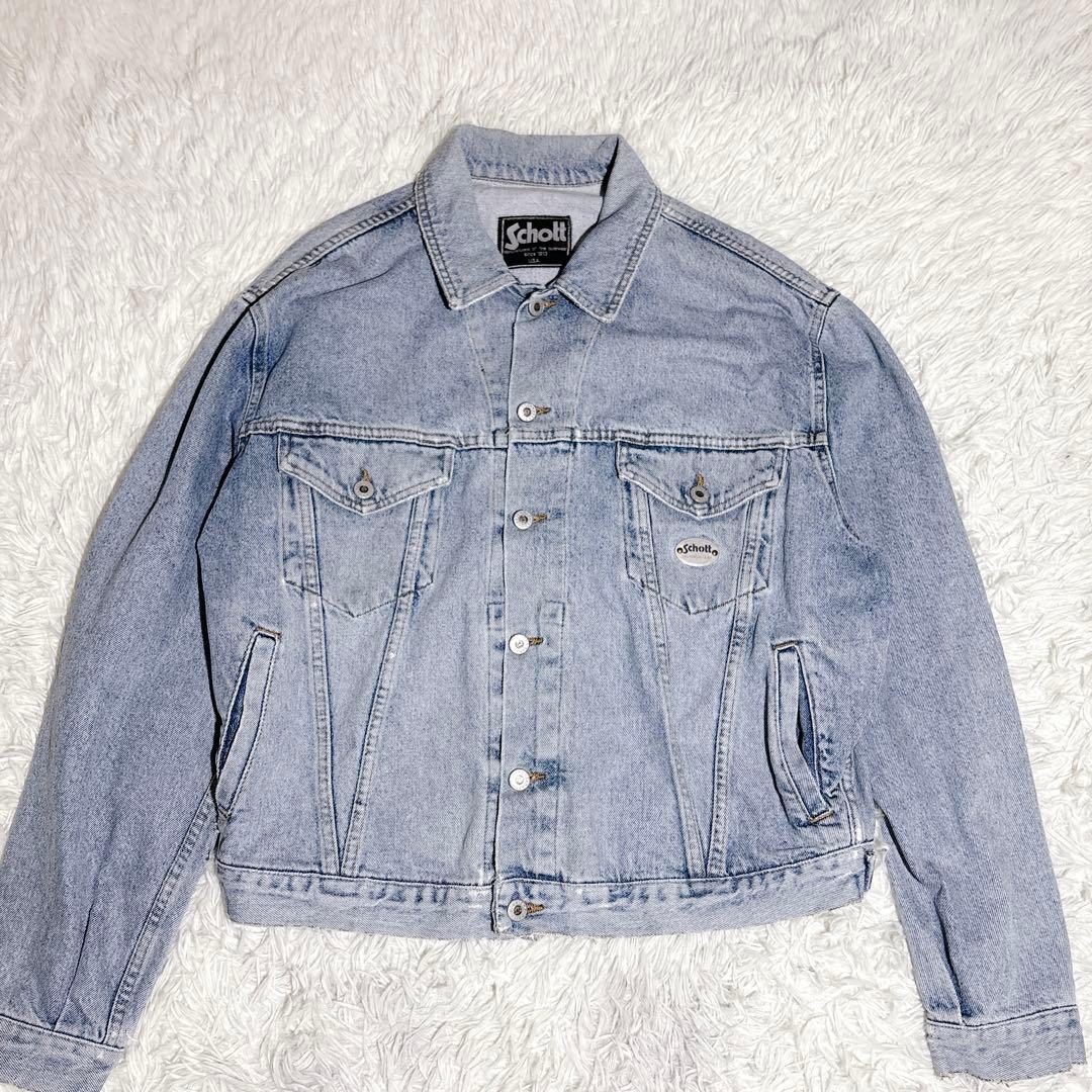 Schott NYC デニムジャケット XL 大きいサイズ 00s 短丈 ワイド