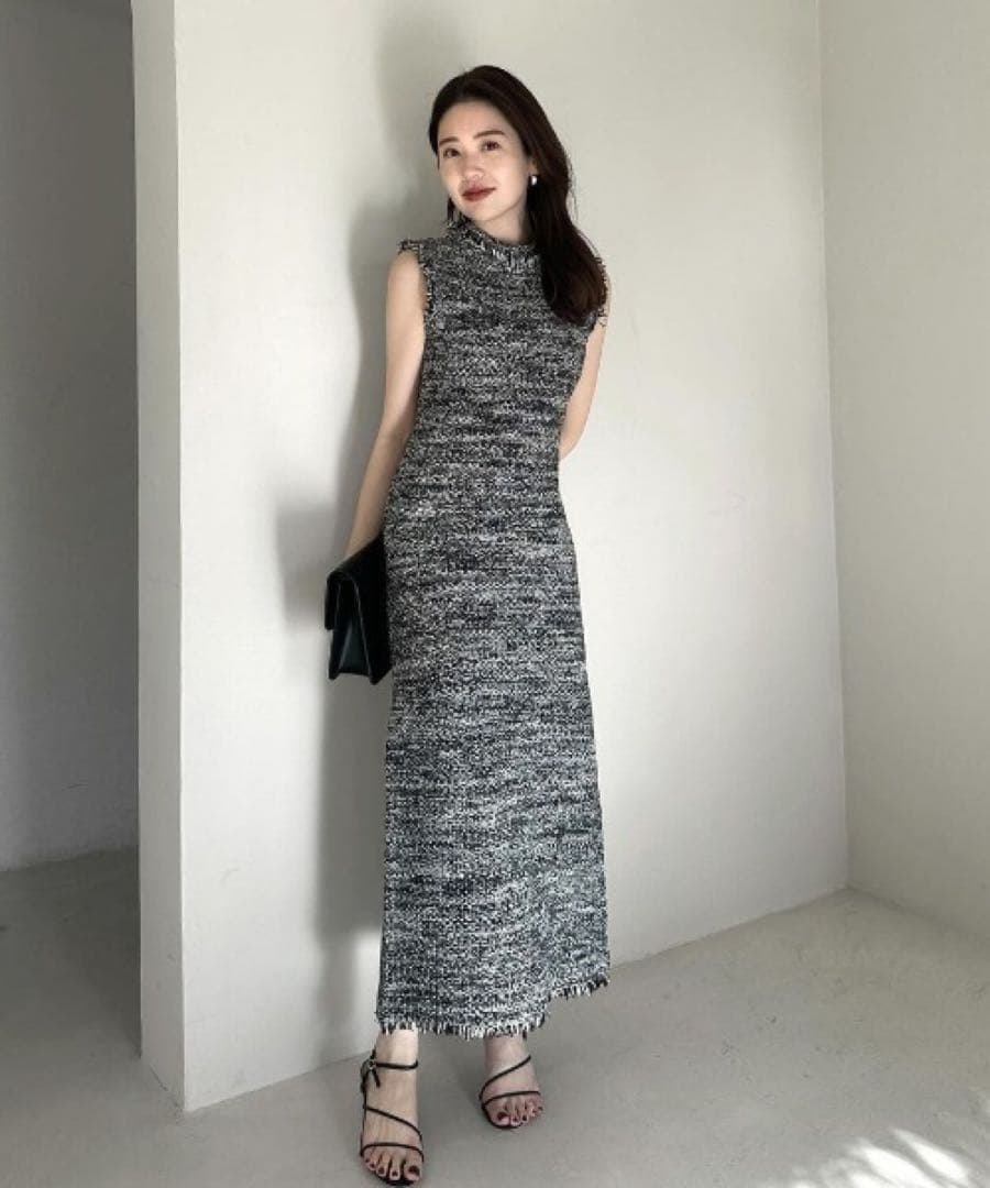 美品❤️ anuans ブラッシュツイードニットワンピース