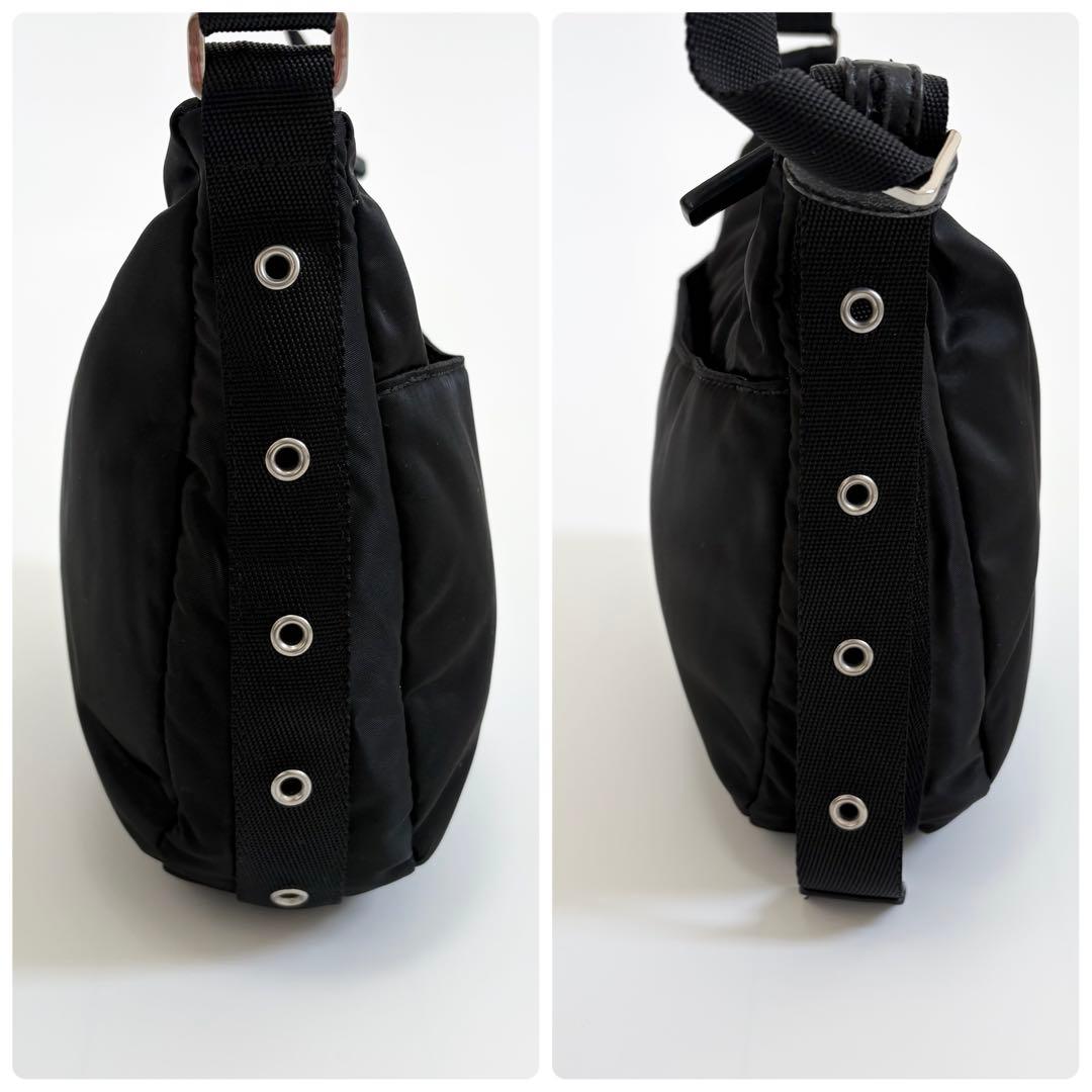 美品　アニエスベー　ショルダーバッグ　ロゴ　ナイロン　黒