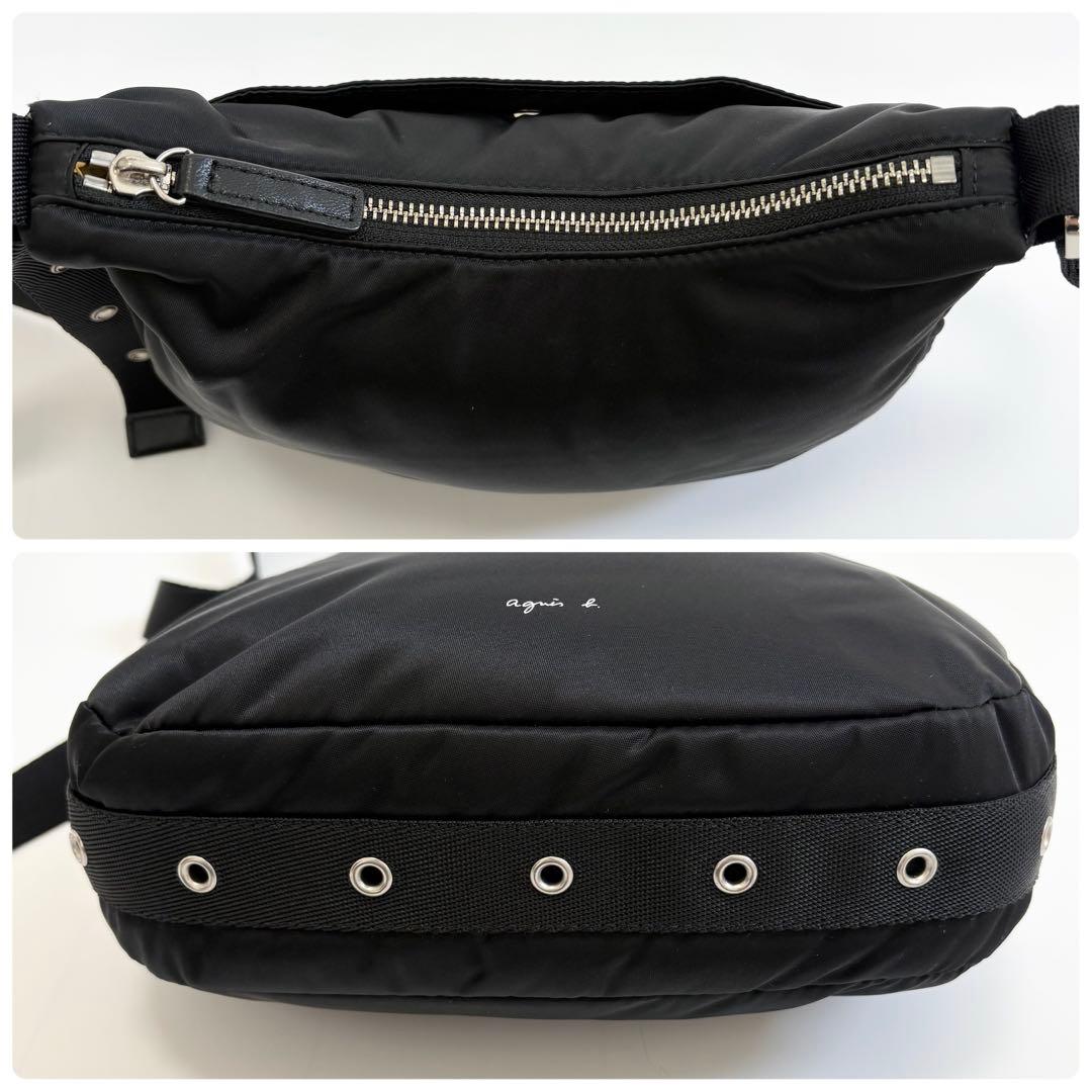 美品　アニエスベー　ショルダーバッグ　ロゴ　ナイロン　黒