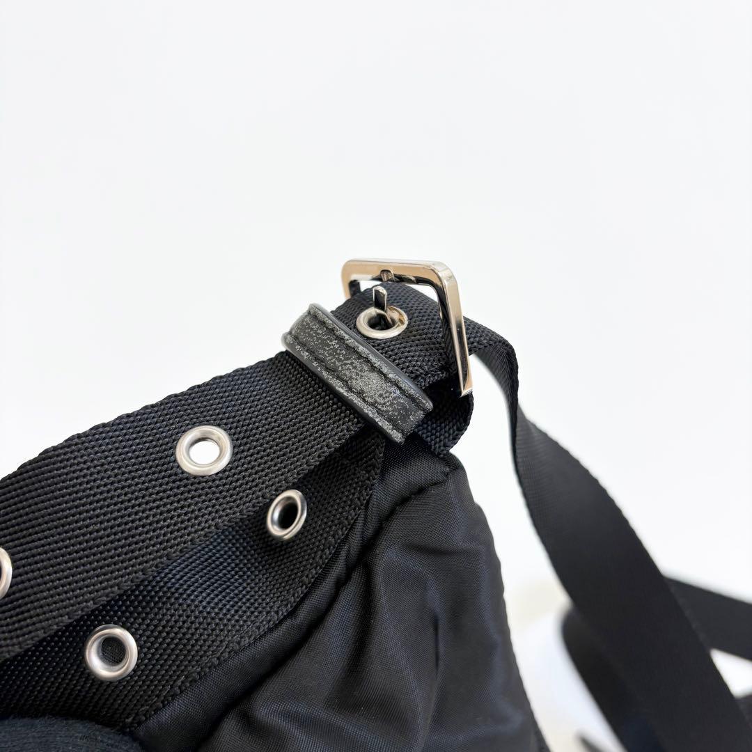 美品　アニエスベー　ショルダーバッグ　ロゴ　ナイロン　黒