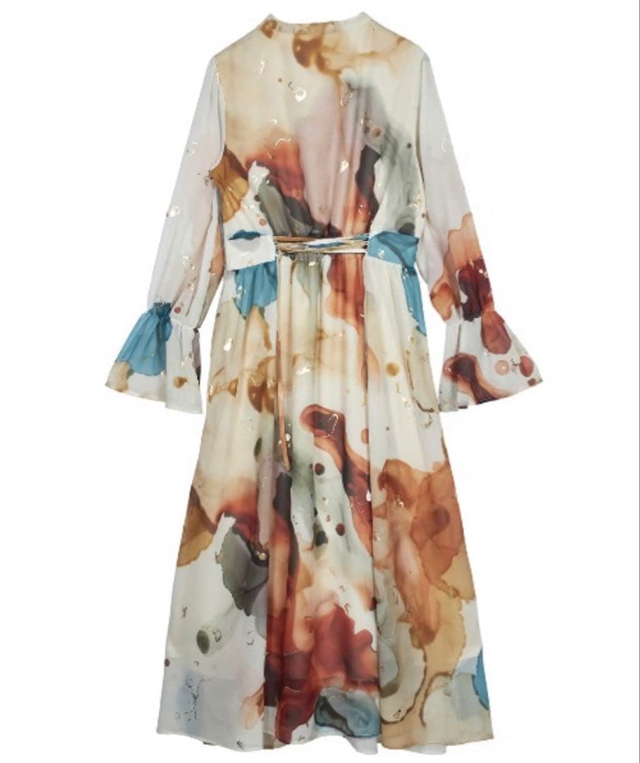 Ameri インクアート柄ドレス