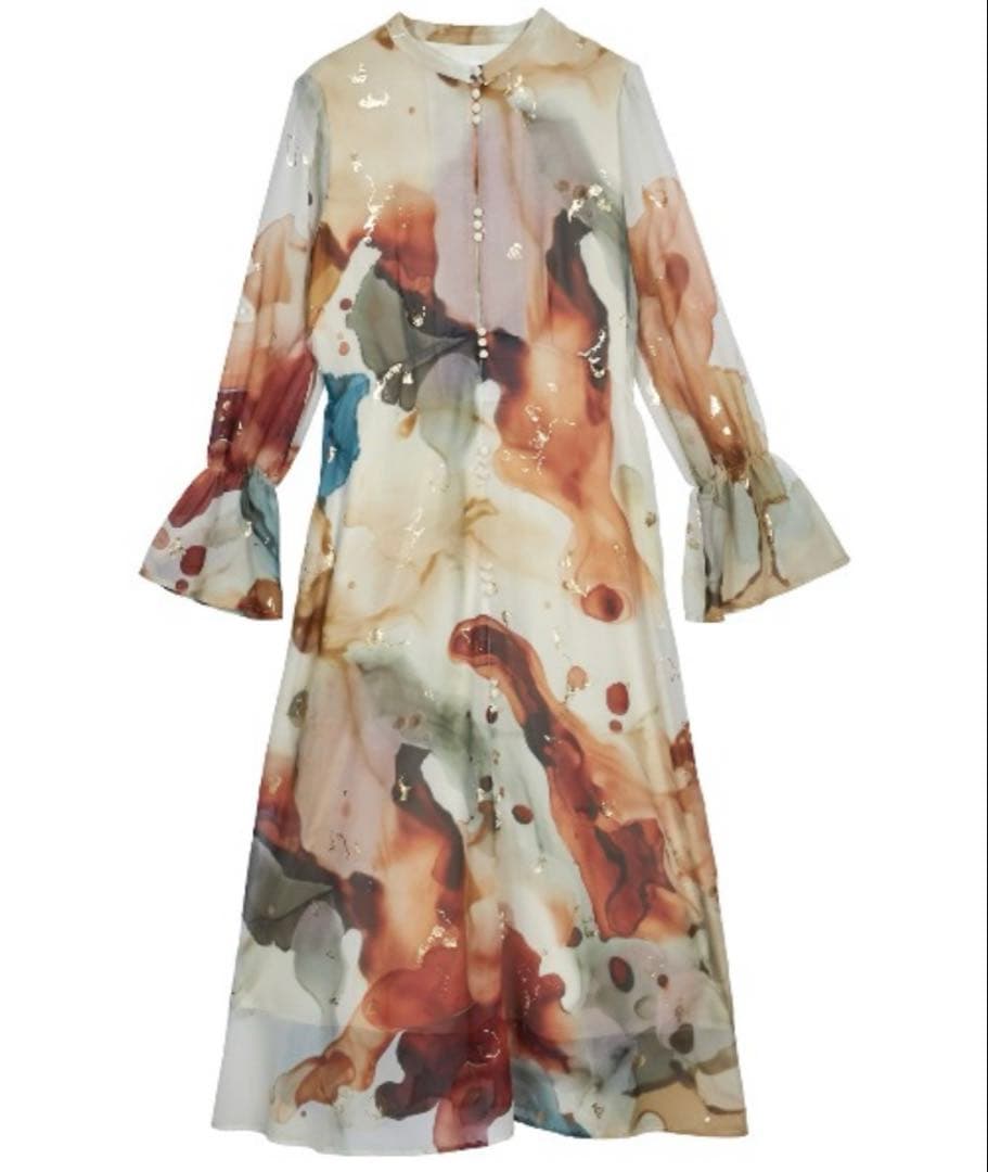 Ameri インクアート柄ドレス