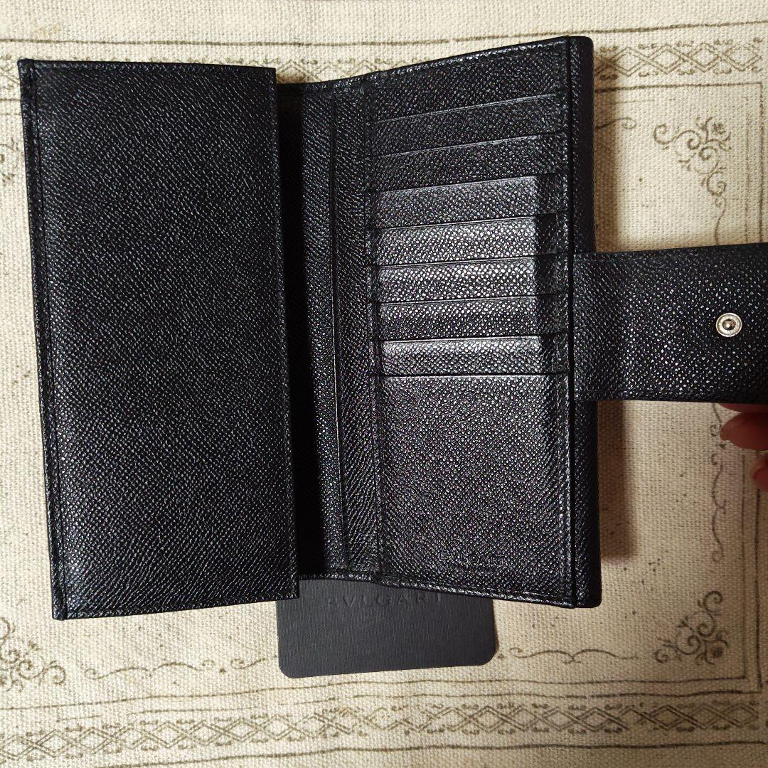 ブルガリブラックレザー長財布 リング付き