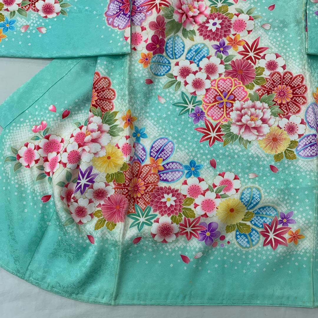 新品（純古典仕様）お宮参り 産着 祝着のきもの京友禅染　刺繍入　四季花まり古典文