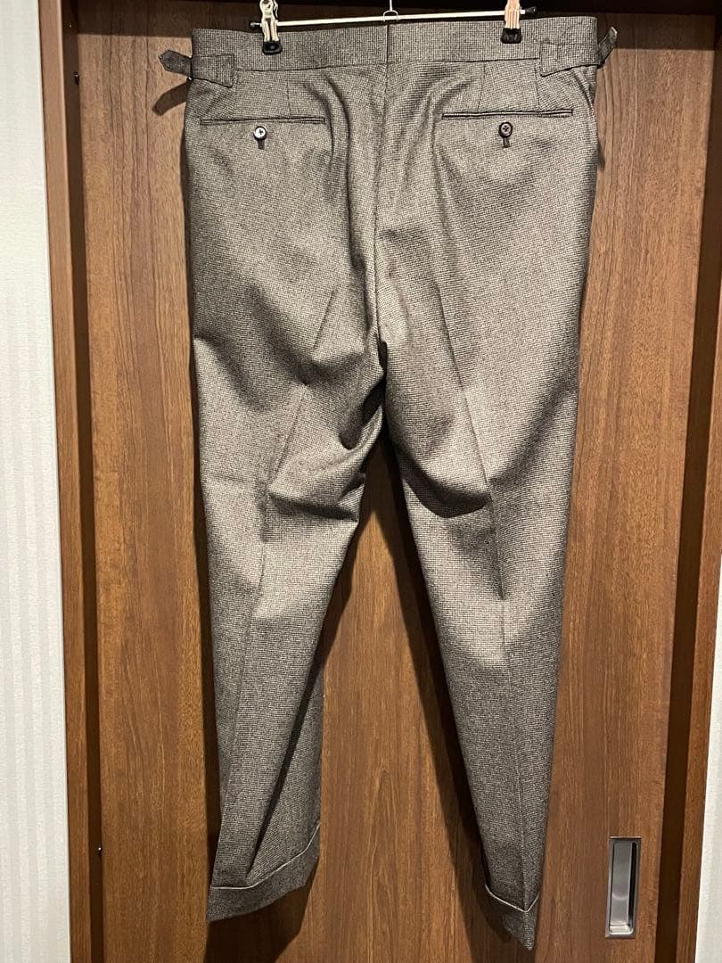 48 リングヂャケット ウール スラックス サイドアジャスター ブラウンチェック