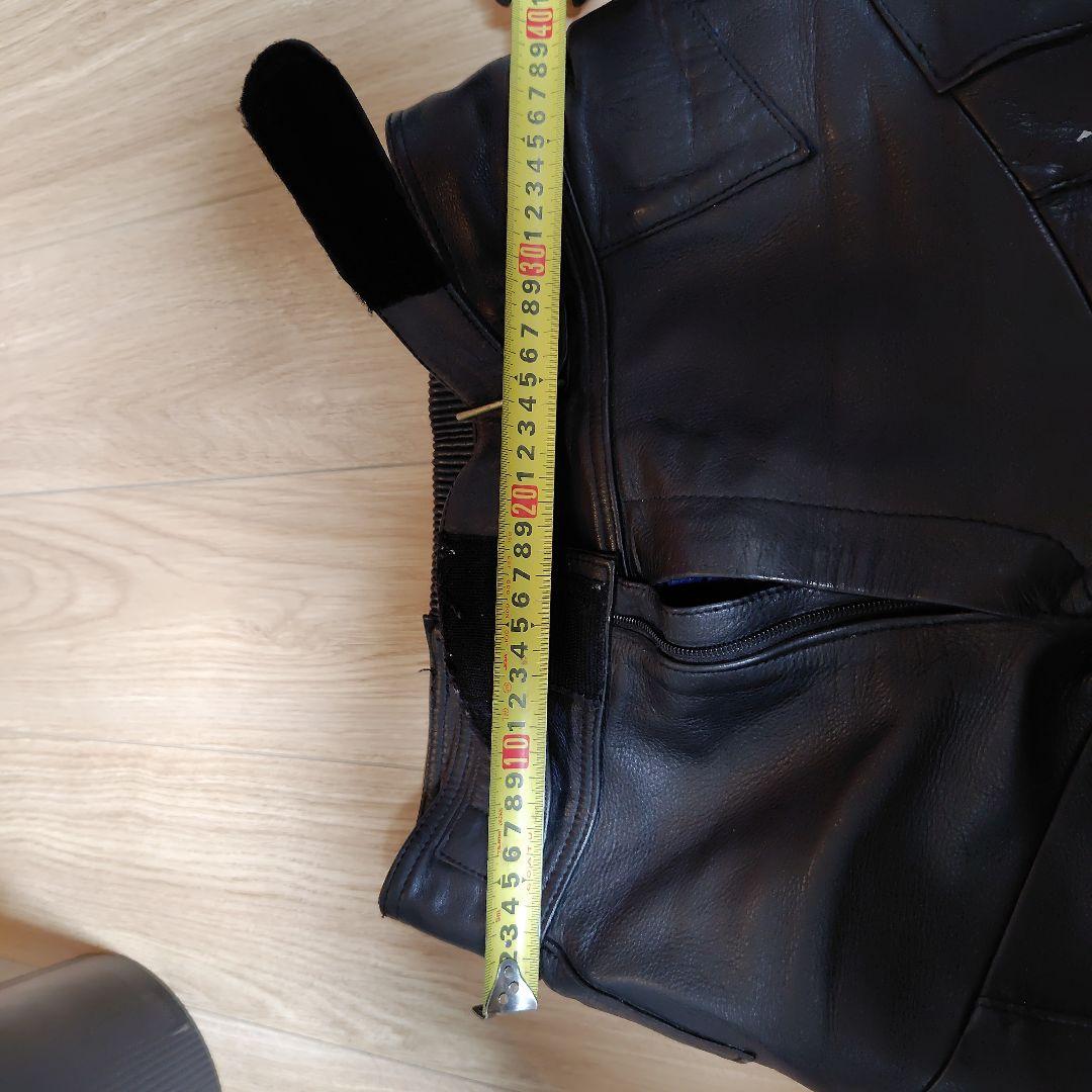 NANKAI 黒革バイクパンツ 膝プロテクター付き