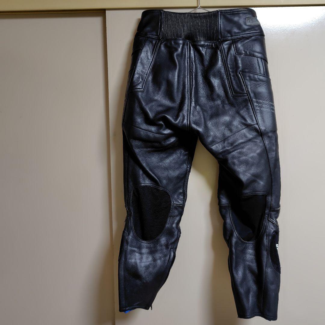 NANKAI 黒革バイクパンツ 膝プロテクター付き