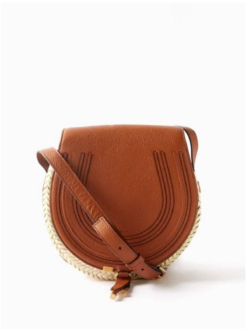 chloe マーシー　ラフィア&レザー　クロスボディバッグ