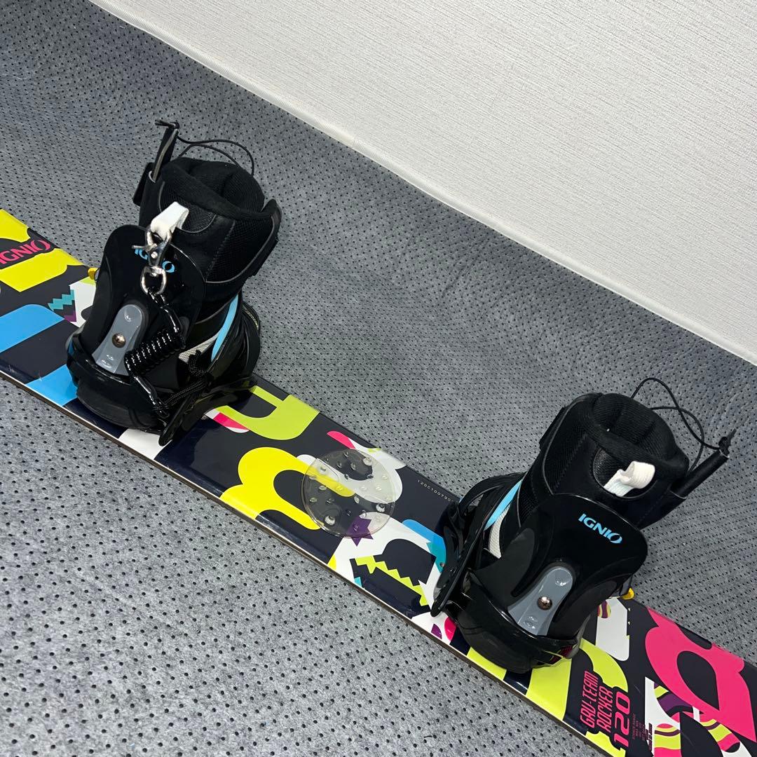 7-8使用 キッズスノーボード120cm IGNIO GRV×バイン×ブーツ