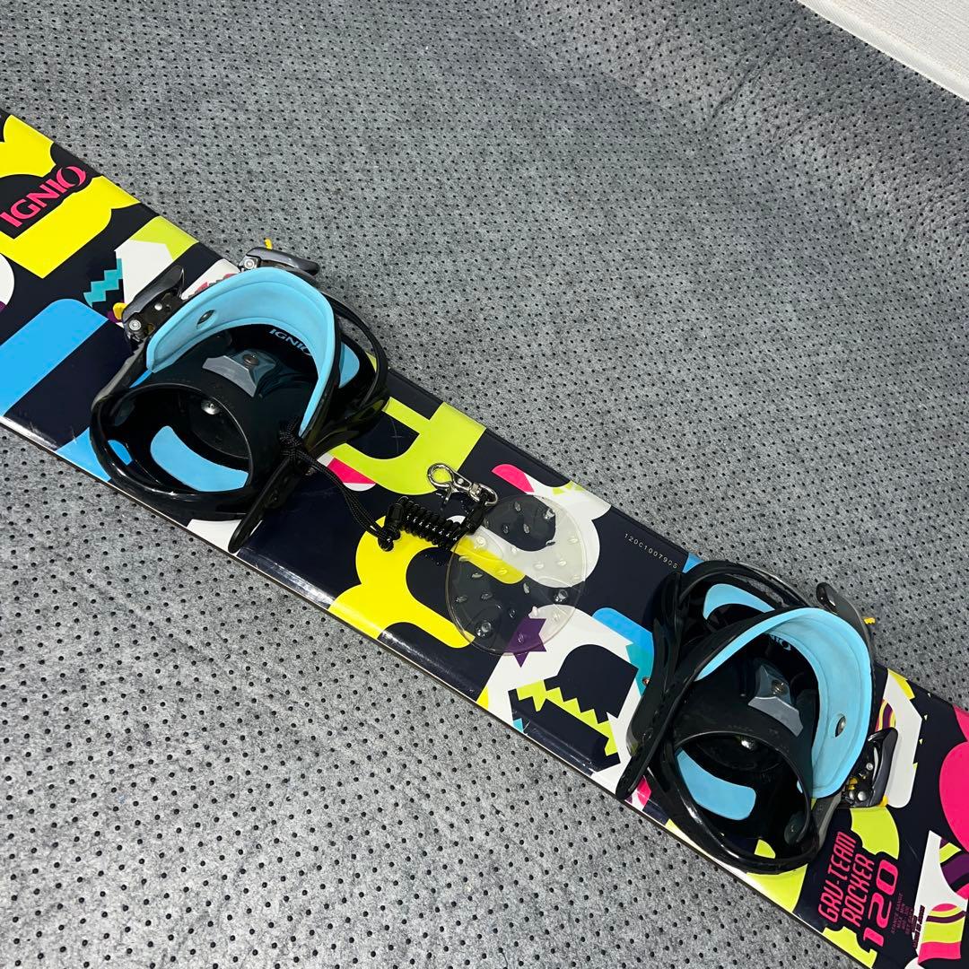 7-8使用 キッズスノーボード120cm IGNIO GRV×バイン×ブーツ