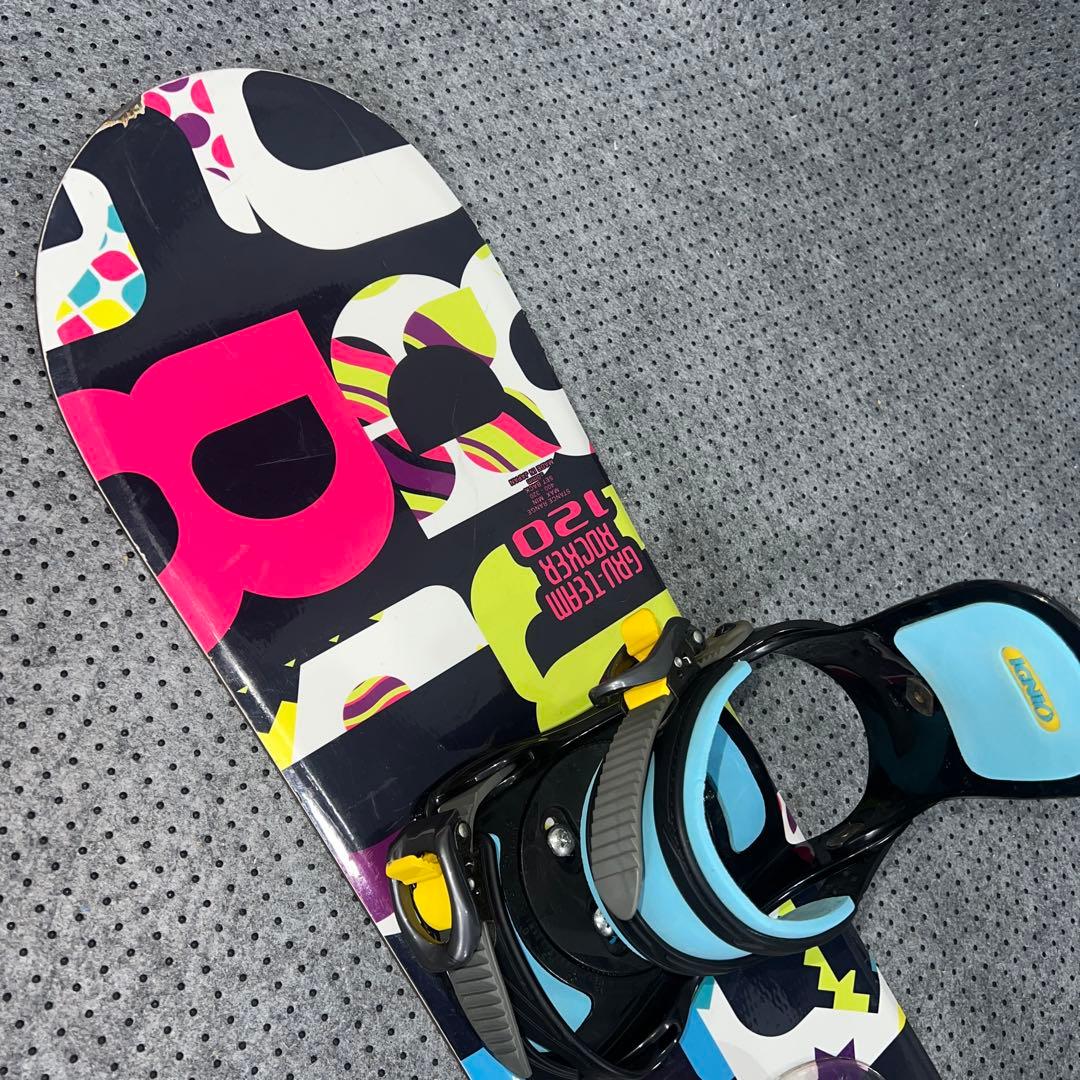 7-8使用 キッズスノーボード120cm IGNIO GRV×バイン×ブーツ