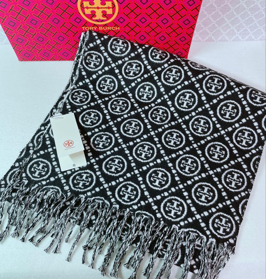 ラスト【大人気✨️】トリーバーチ マフラー ロゴ モノグラム ストール マフラー