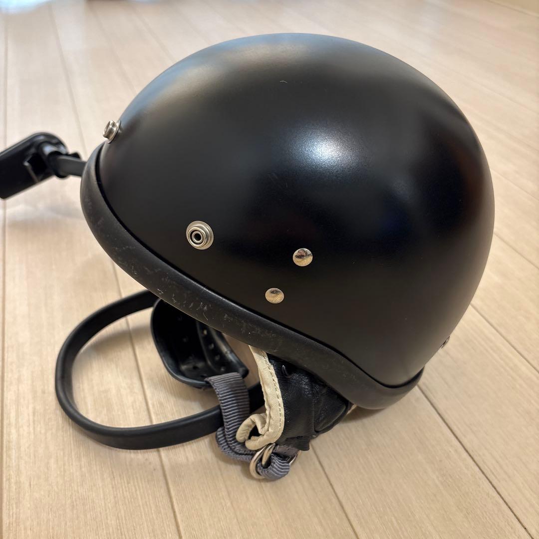 黒 半帽ヘルメット 金属ボタン付き