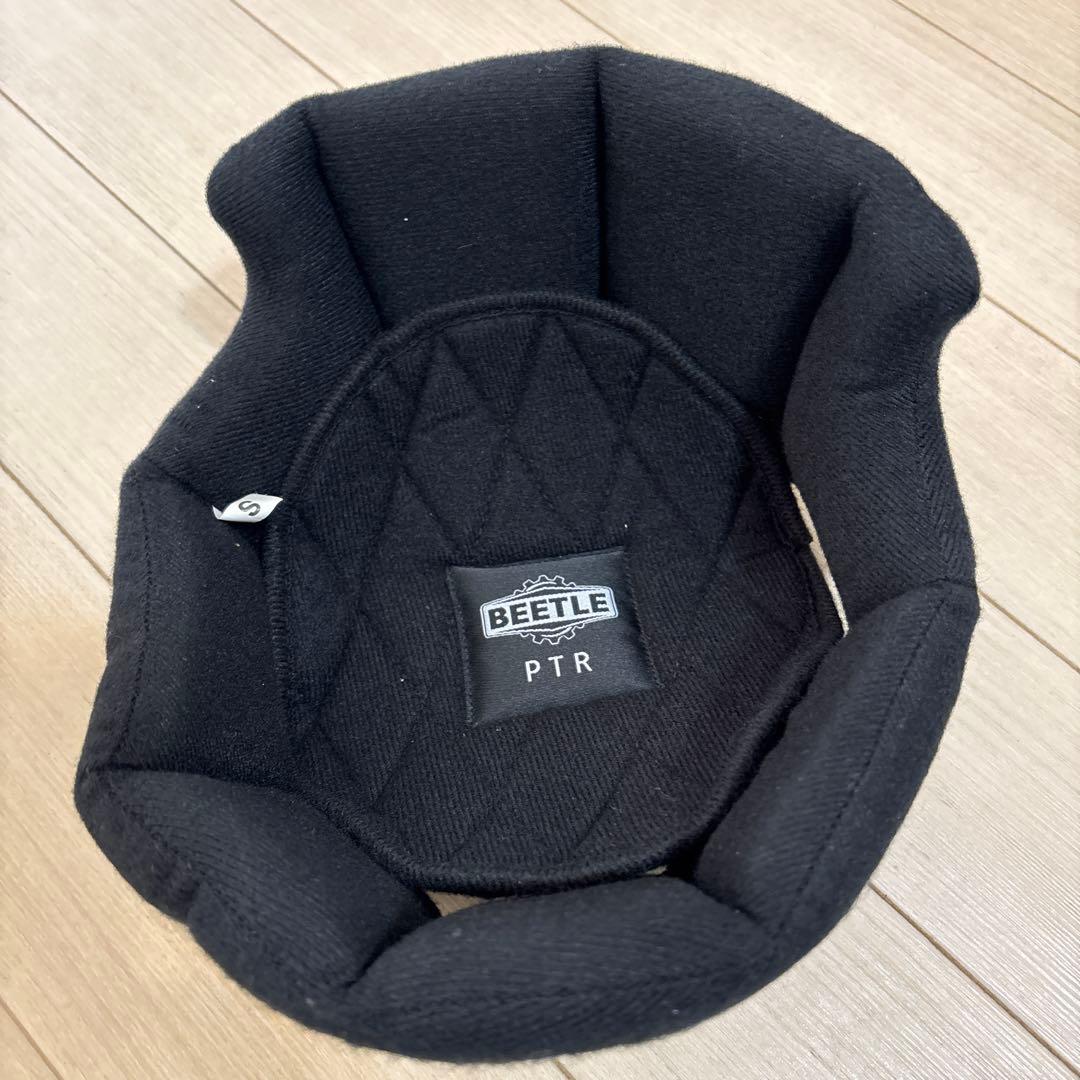 黒 半帽ヘルメット 金属ボタン付き