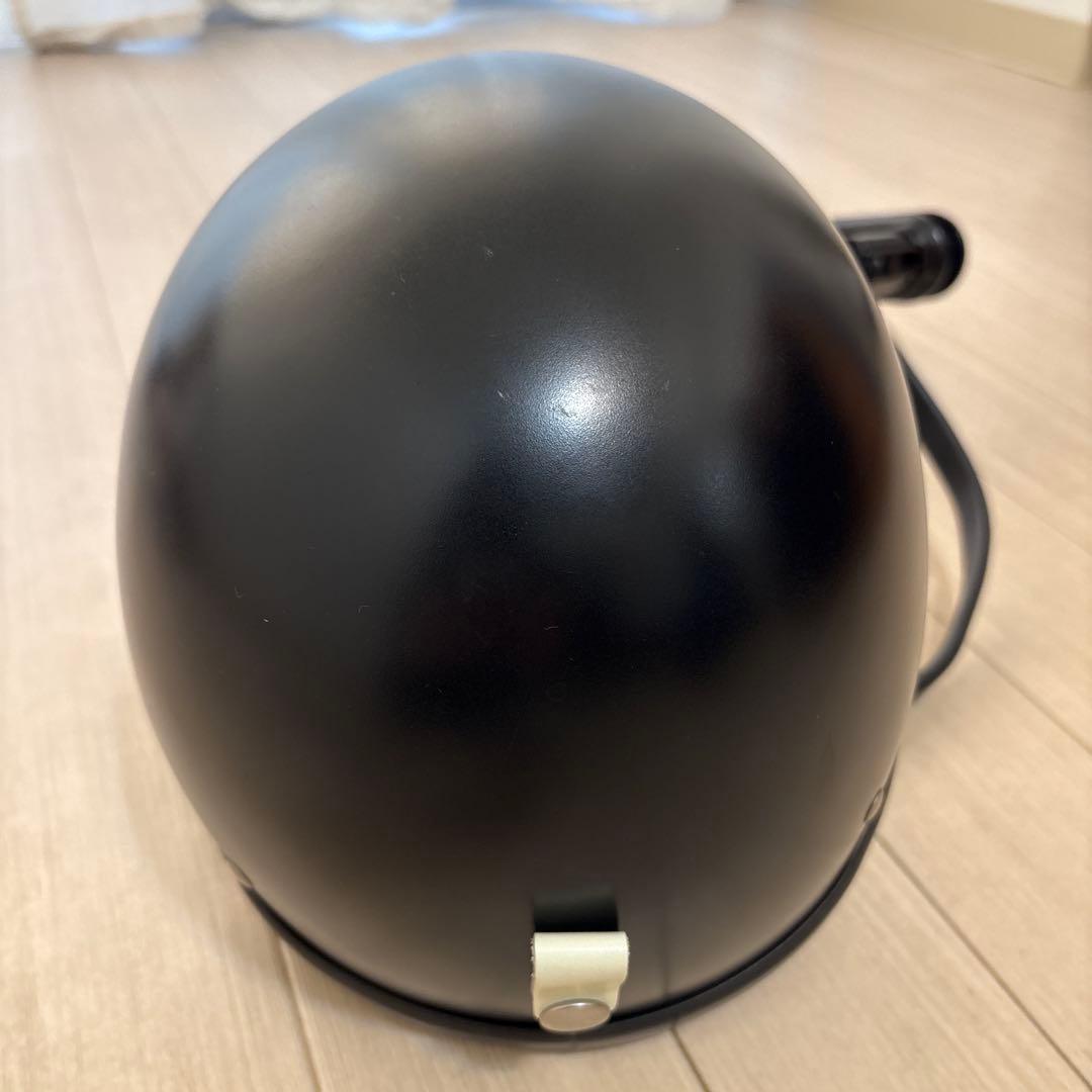 黒 半帽ヘルメット 金属ボタン付き