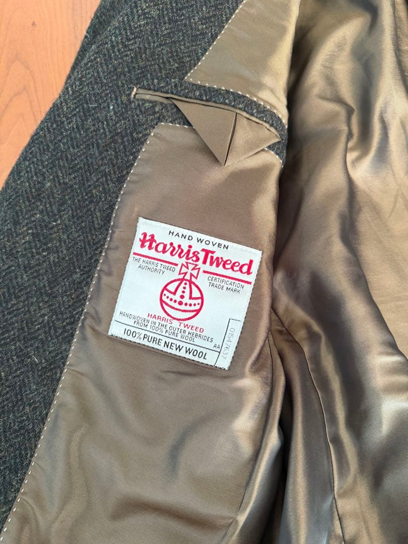 ハリスツイード テーラードジャケット モスグリーン