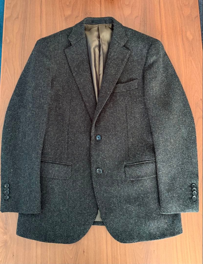 ハリスツイード テーラードジャケット モスグリーン