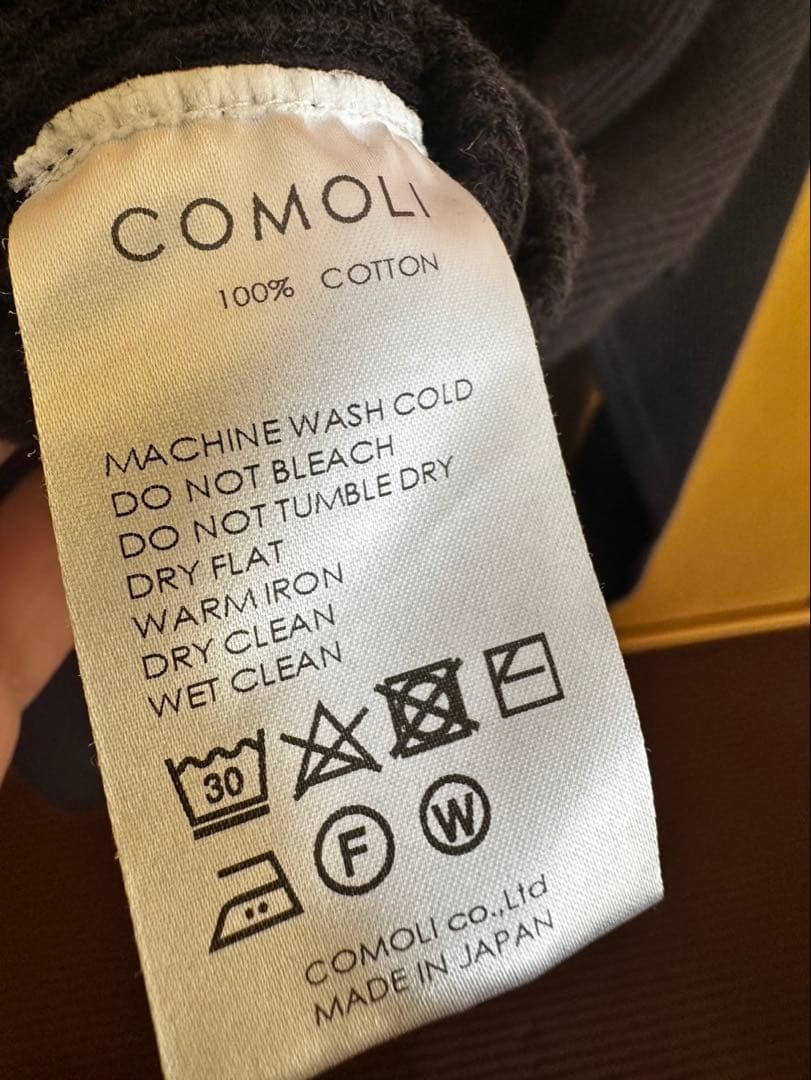COMOLI ブラック 長袖カットソー ワッフル ロンT サイズ2