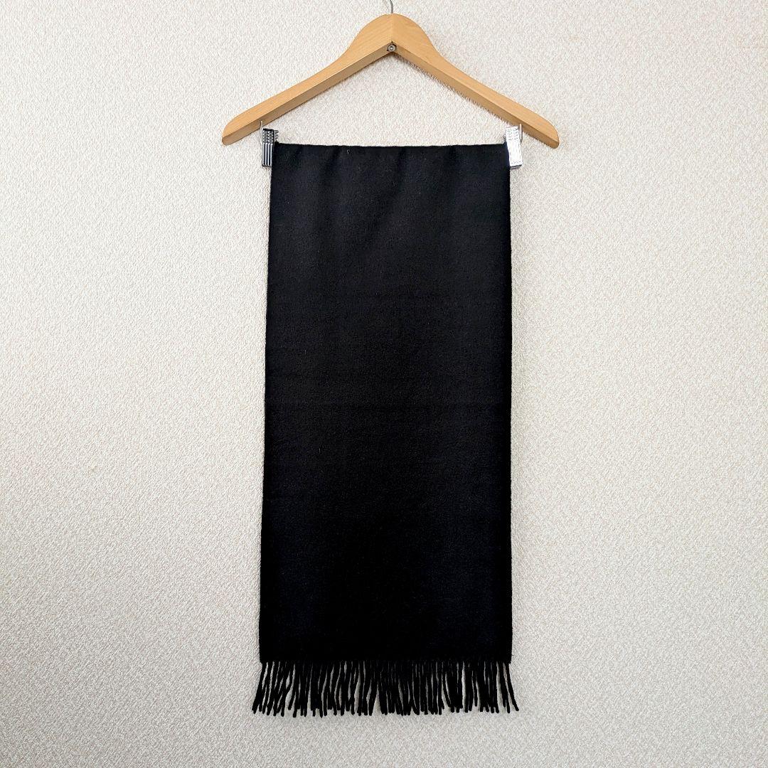 希少 BURBERRYS カシミヤ 黒 マフラーストール ゴールド　フリンジ太