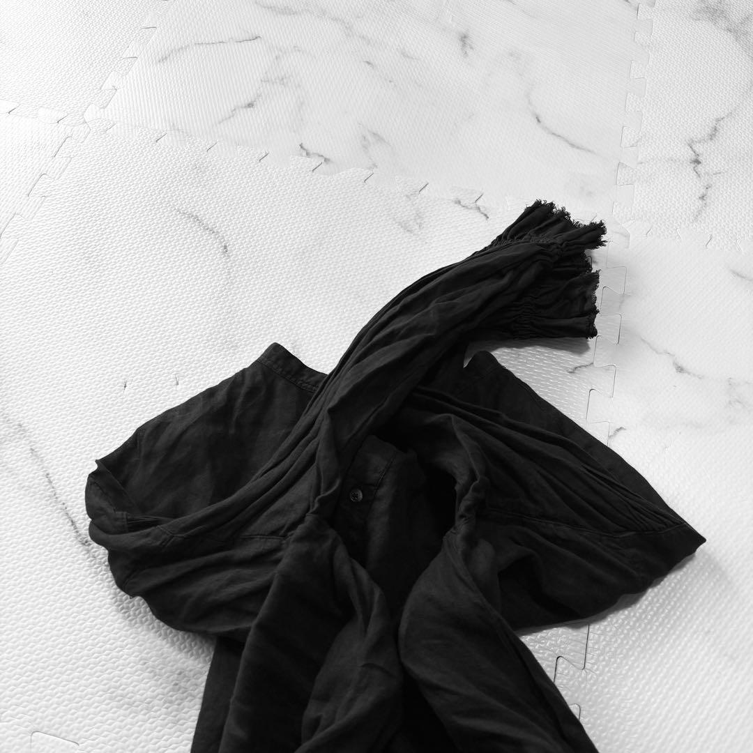 ✨美品✨ nest Robe ネストローブ　黒ロングワンピース　麻100%.