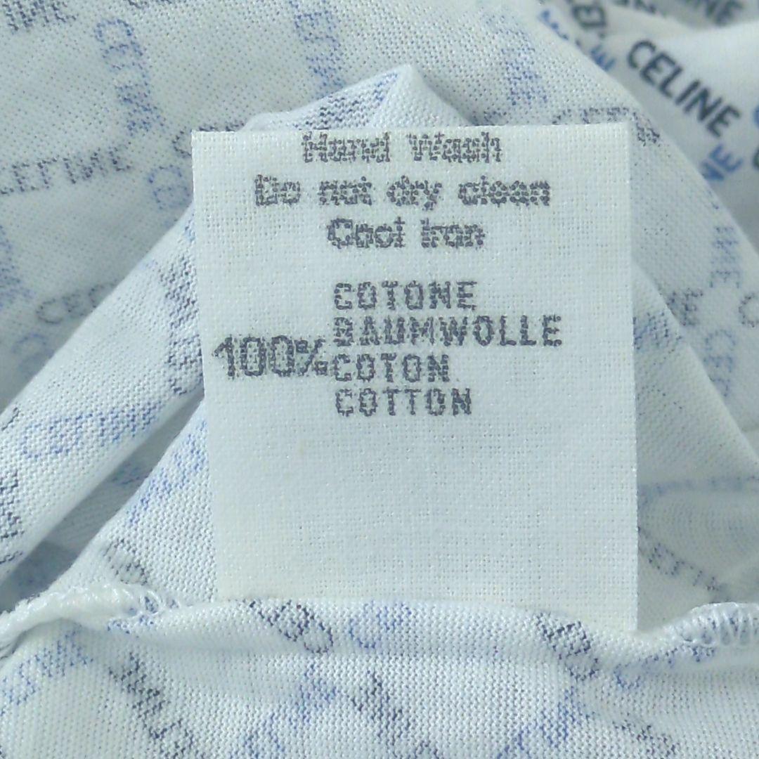 セリーヌ 100% コットン ポロシャツ ホワイト ネイビー ブルー イタリア製