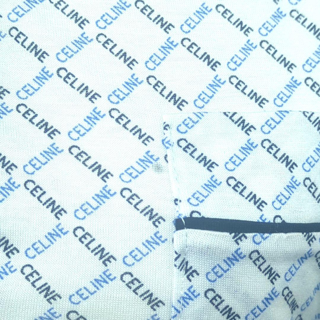 セリーヌ 100% コットン ポロシャツ ホワイト ネイビー ブルー イタリア製