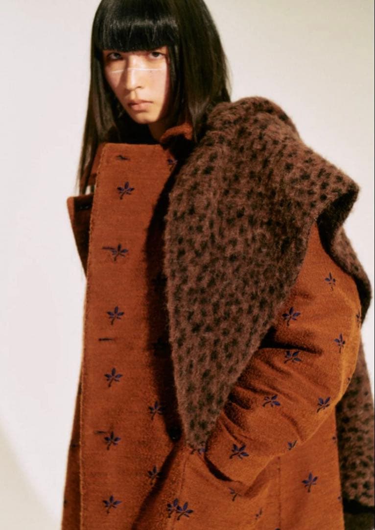 jonnlynxジョンリンクスモヘアスカーフニットコートbiotopフミカウチダ