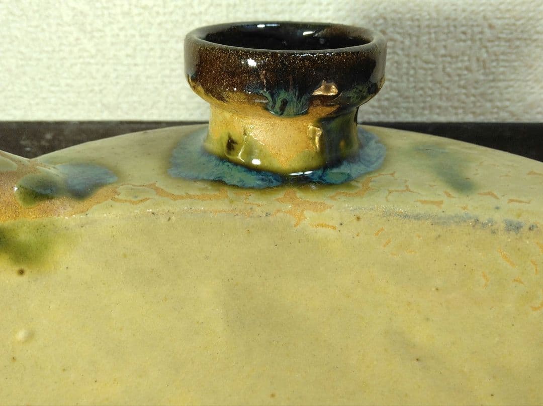 人間国宝 金城次郎 魚紋抱瓶 栞 共箱 未使用美品 壺屋焼 壷屋焼 やちむん