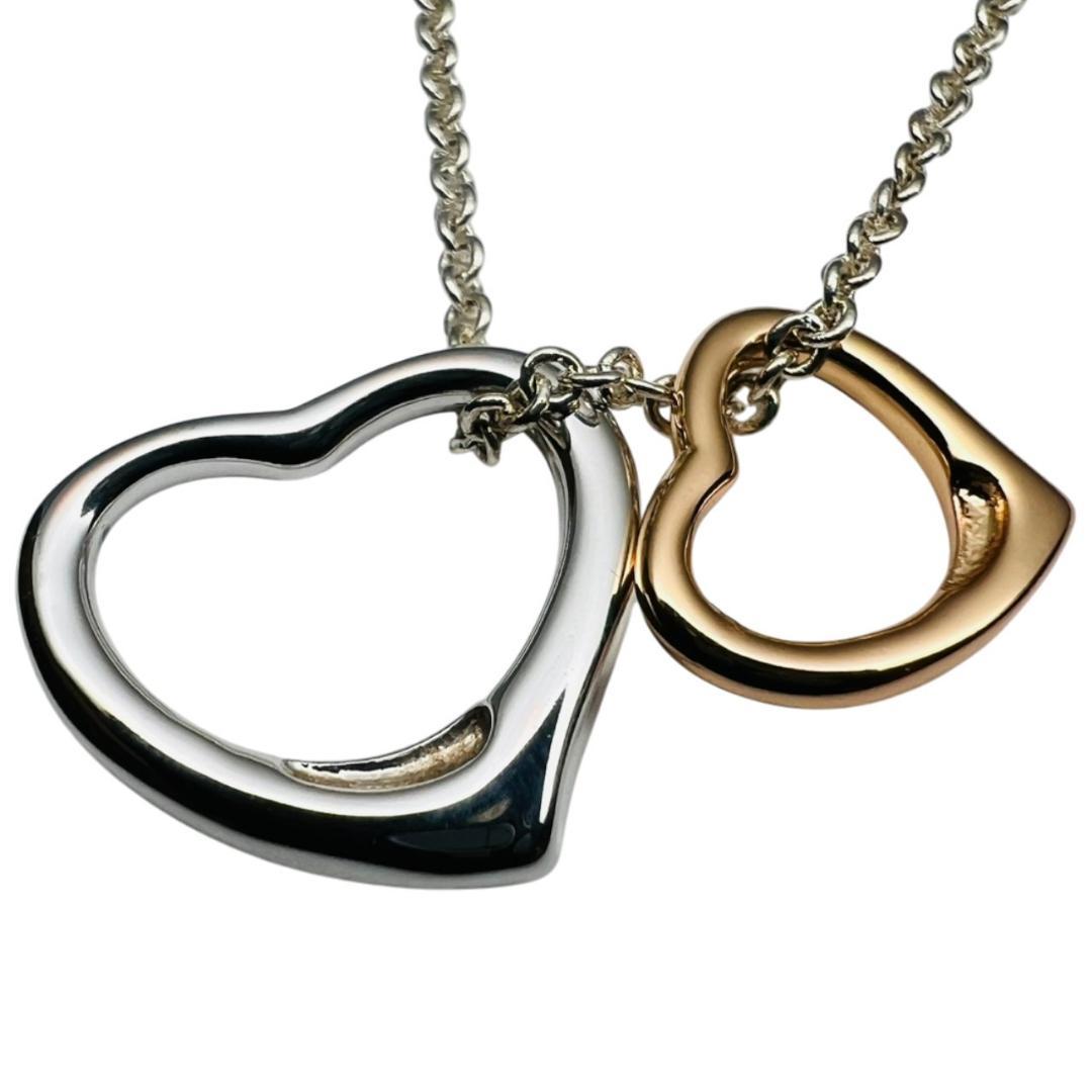 【極美品】TIFFANY ネックレス AU750 オープンハート ゴールドコンビ