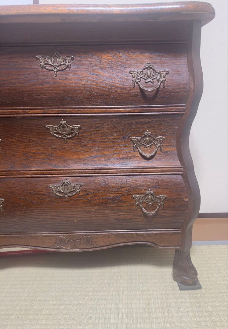 木製アンティークタンス 3段 引き出し1940年代フランス　オーク材　西洋