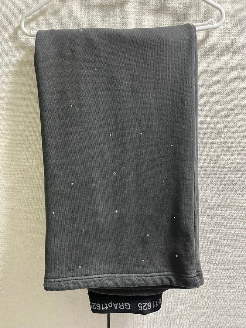 GRANCY ラインストーンデザインレイヤードスウェットパンツ グレー Sサイズ
