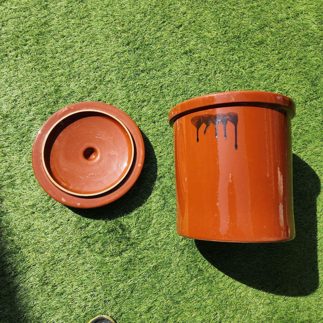 久松窯　常滑焼 切り立てかめ 蓋付き 10号