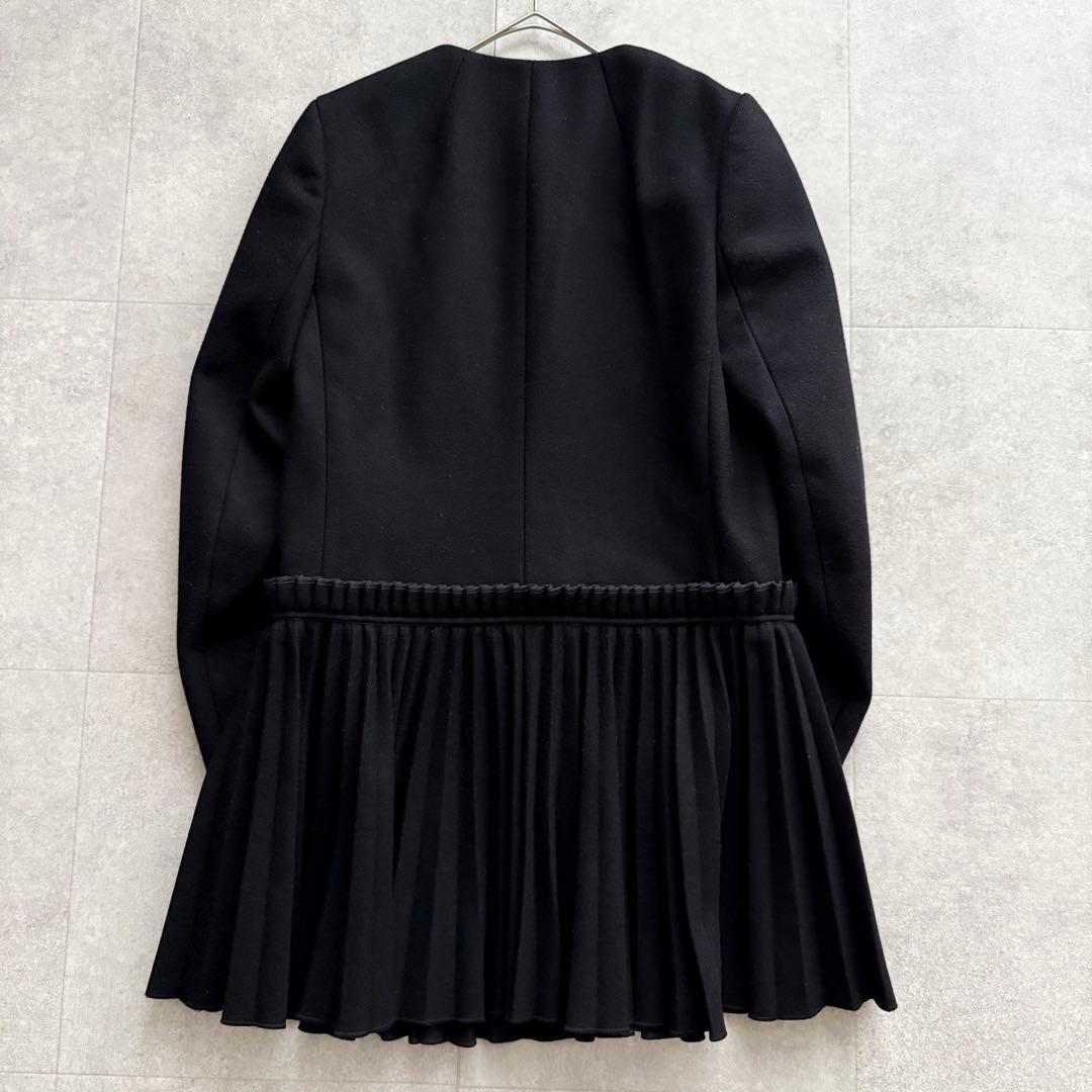 レッドヴァレンティノ　ロングコート　プリーツ　黒　40　切替　 ノーカラ―