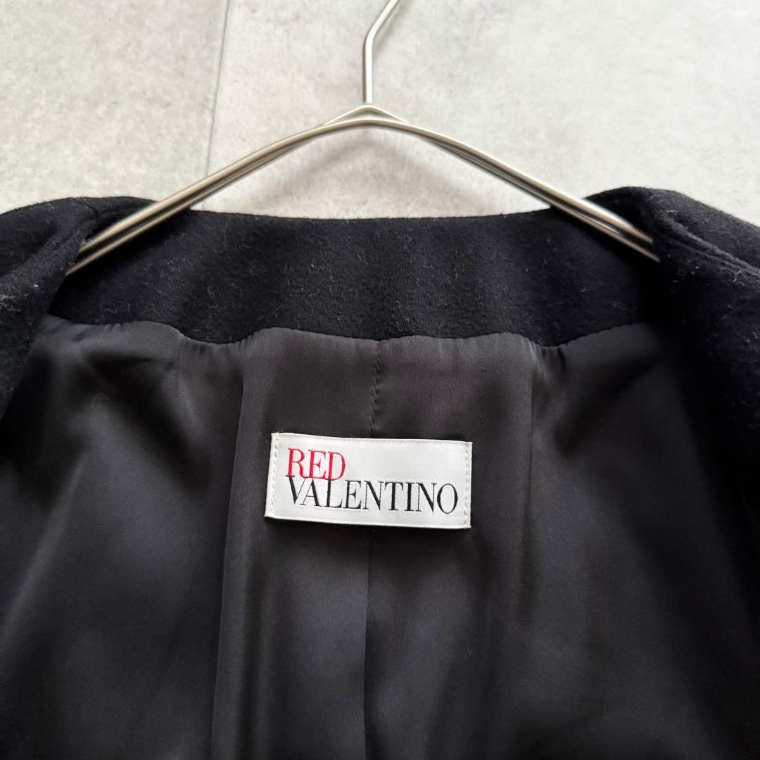 レッドヴァレンティノ　ロングコート　プリーツ　黒　40　切替　 ノーカラ―