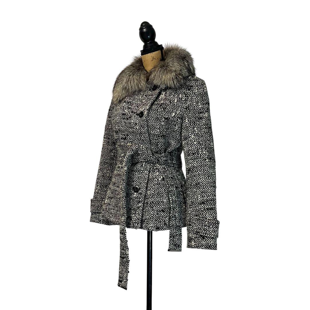 【大きいサイズ】【46】23区 フォックスファー ツイードコート