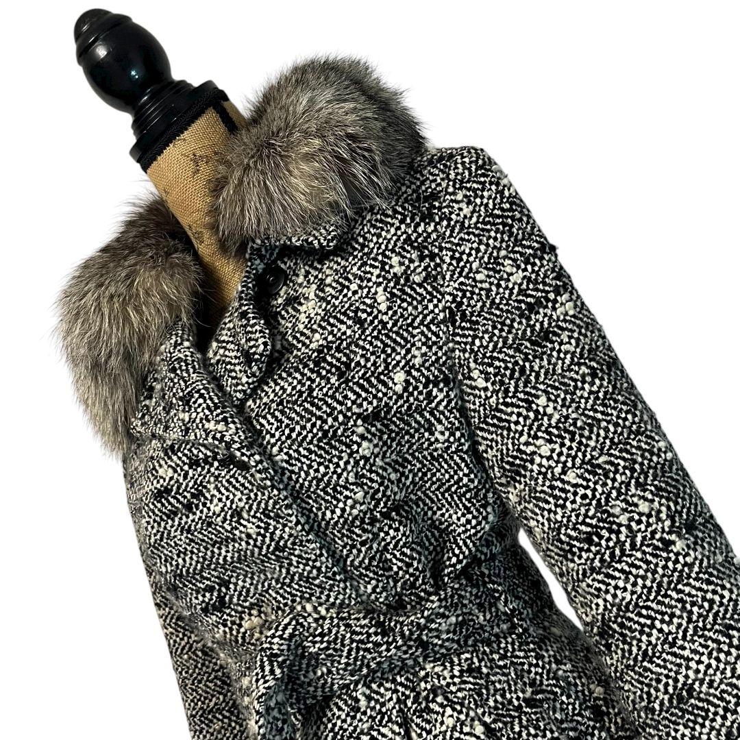 【大きいサイズ】【46】23区 フォックスファー ツイードコート