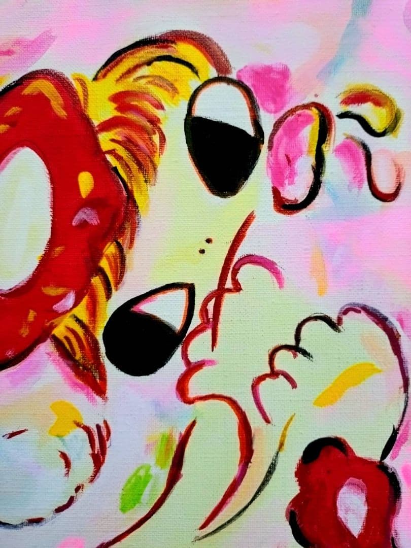 【F6号】ロッカクアヤコ　手描き作品/表裏サイン・裏描き有/油彩/アクリル/額縁