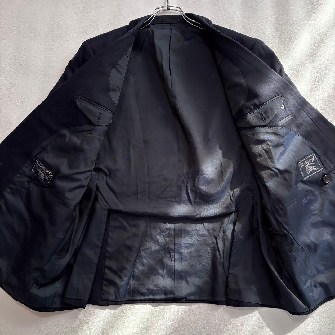 バーバリー 紺ブレ 金ボタン ダブルテーラードジャケット M タスマニアンウール