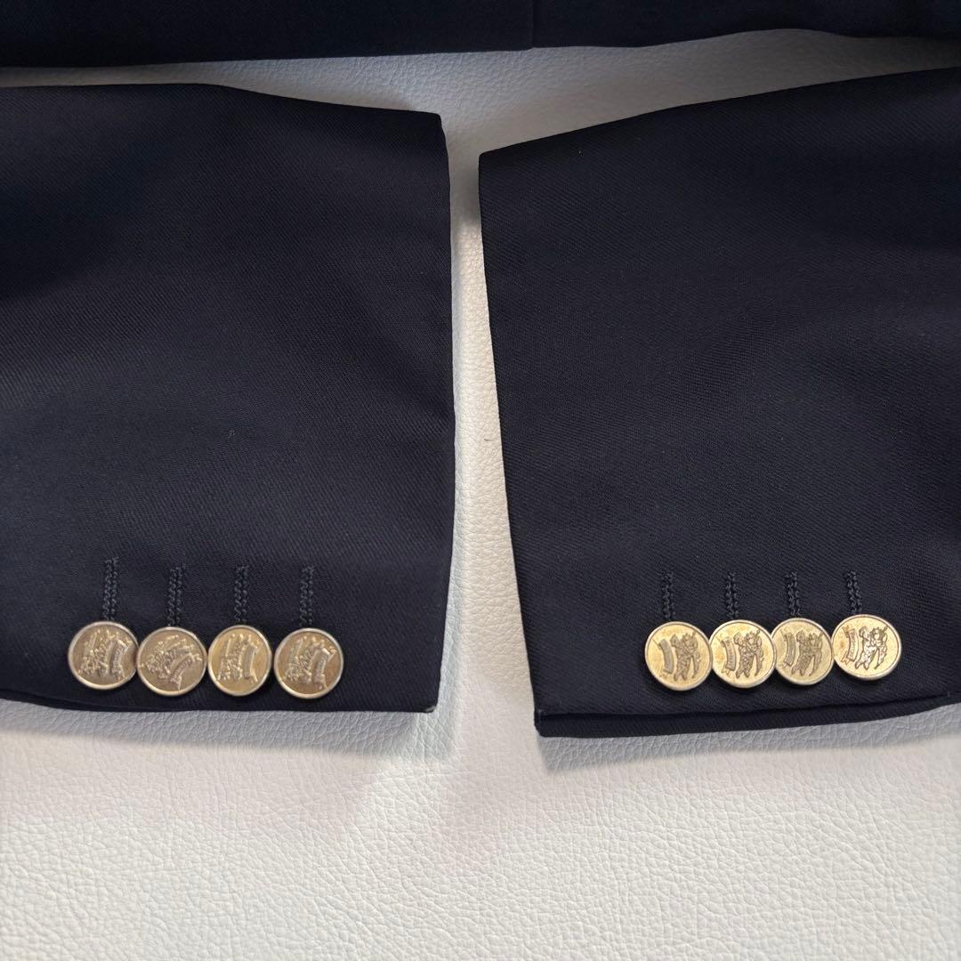 バーバリー 紺ブレ 金ボタン ダブルテーラードジャケット M タスマニアンウール