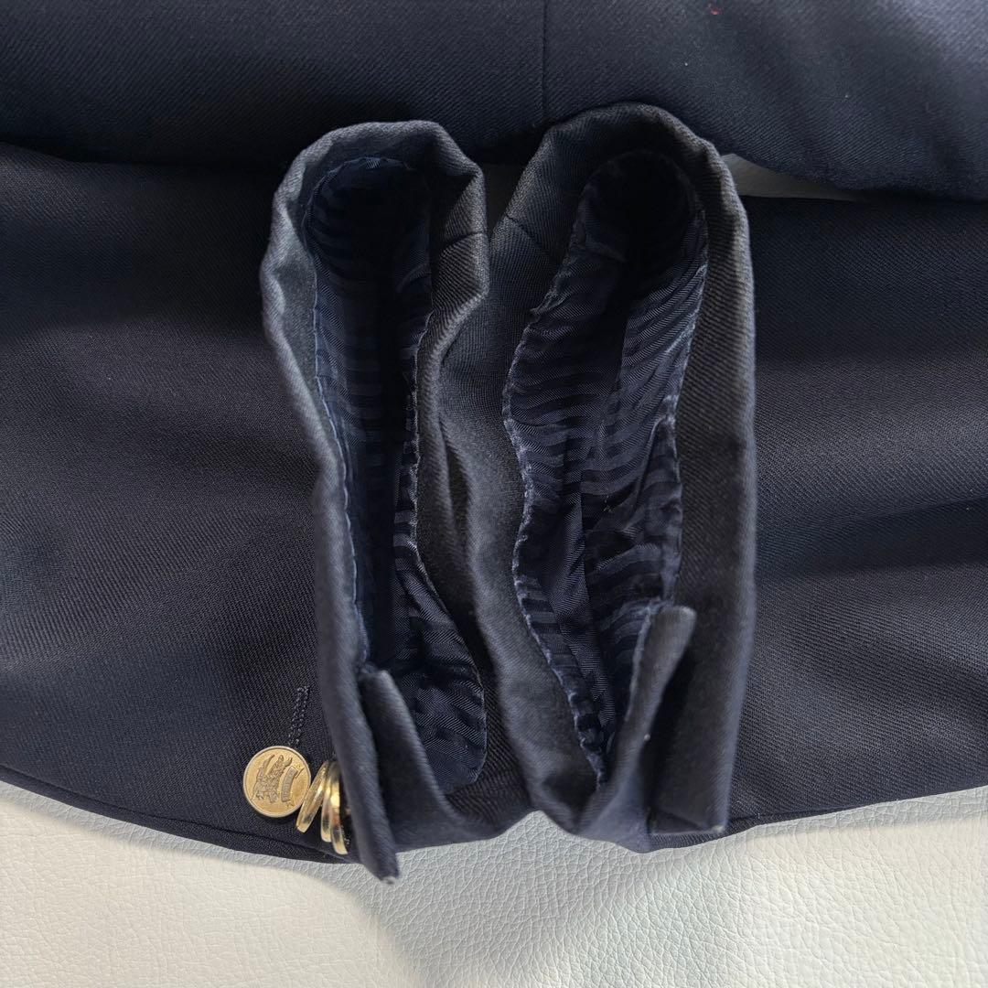 バーバリー 紺ブレ 金ボタン ダブルテーラードジャケット M タスマニアンウール