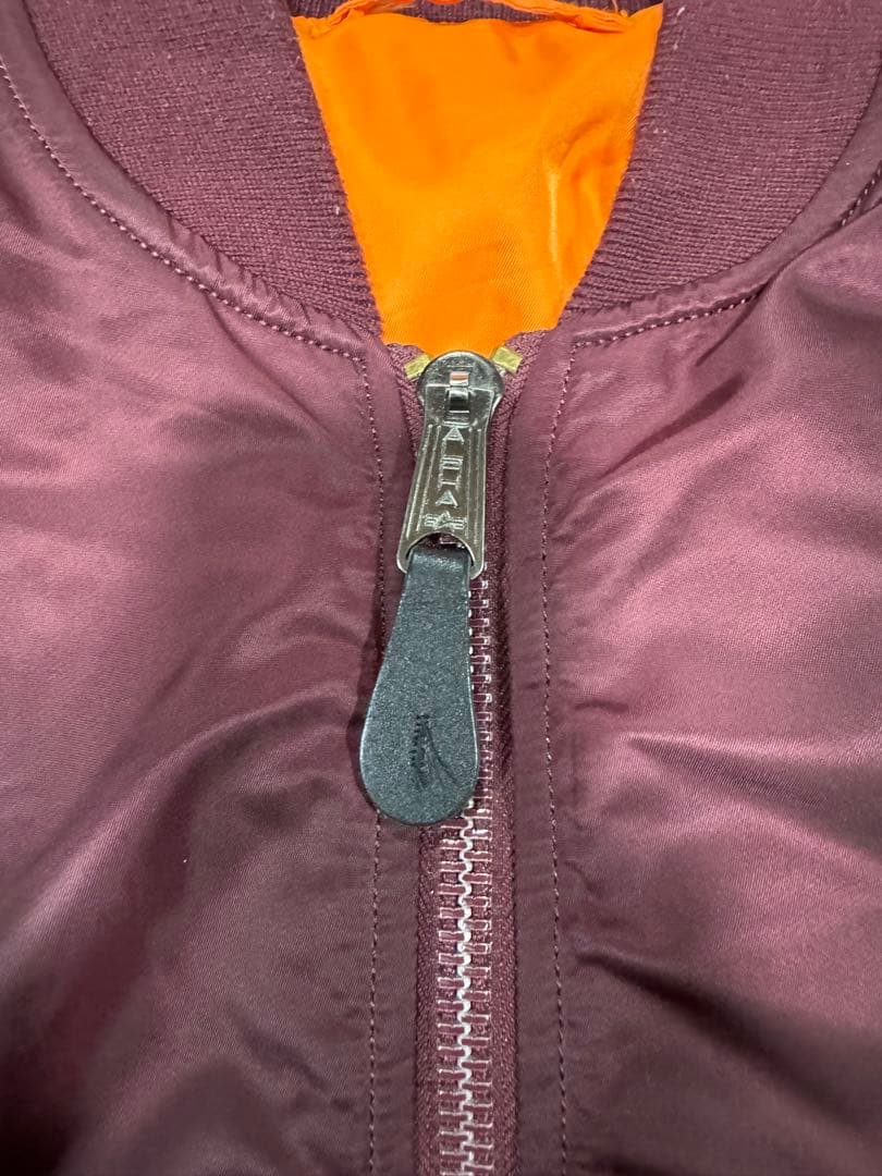 バーガンディ MA-1 フライトジャケット　80s ワインレッド